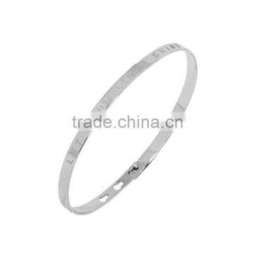 Memories Bangles with Customize Design Word 'LET YOUR LIGHT SHINE' with 4mm/7mm Width