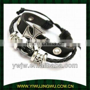 Adjustable Cross Multi Strap Leather Bracelet (JW-G2601)