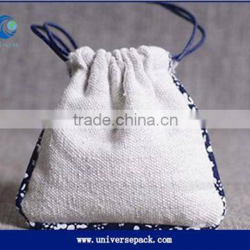 White canvas drawstring jewellery pouch