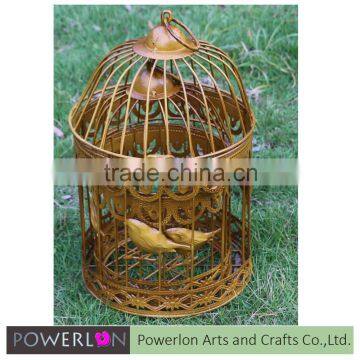 Cheap garden decorative antique round metal bird cage in brown color