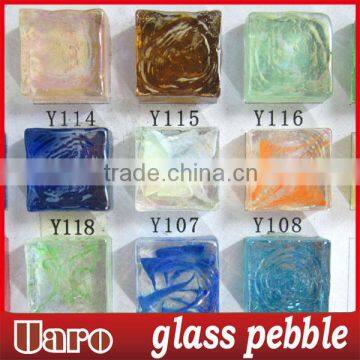 clear iridescent glass pebble mosaic chips