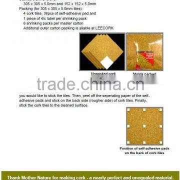 "LEECORK" 305x305mm Cork Tile for DIY Bulletin Board photo-3