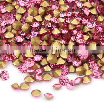 factory best price full size fuchsia color crystal pointback stone for jewelry accessory