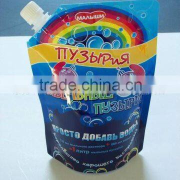 plastic doypack spout packing bag for detergent shampoo
