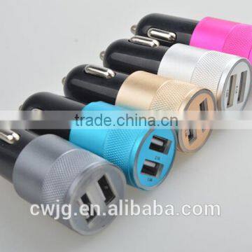 Cheap Wholesale Colorful Dual USB Car Charger for Iphone Promotional Customized Mini Universal USB Car Charger 5V 2.1A