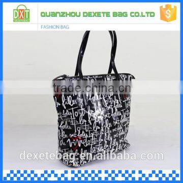 Wholesale china cheap beach fancy women waterproof pvc black tote bag