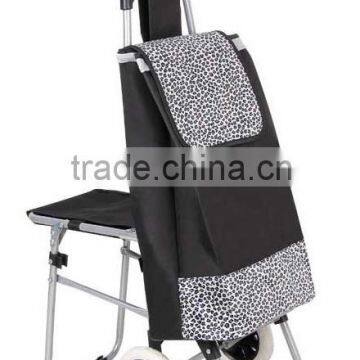 Portable supermarket shopping cart, Portable folding shopping trolley with chair, Rolling folding shopping cart with seat