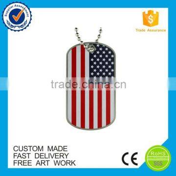 American country flag stainless iron cheap custom metal printed dog tag