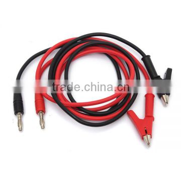 4mm 1M Injection Banana Plug To Shrouded Copper Alligator Clip Test Cable Leads