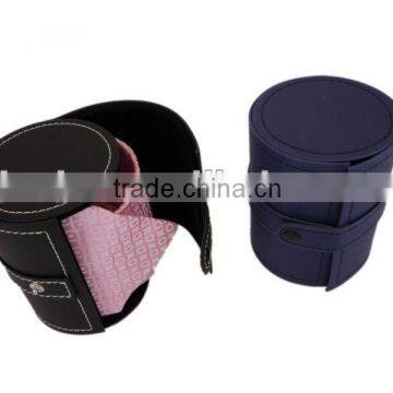 Fine Round Leather Necktie Box