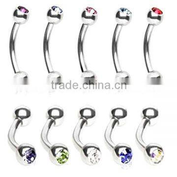 advanced 316L surgical stainless steel custom gem eyebrow body jewelry
