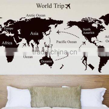 Wall Decor Removable Vinyl Black Wall Sticker World Map