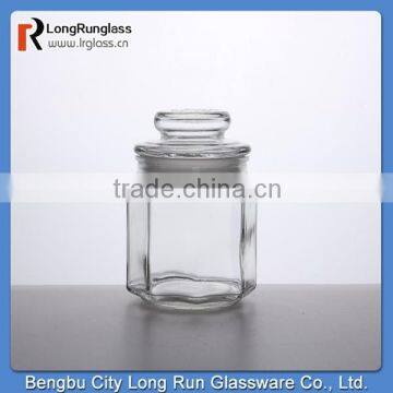 LongRun home use hexagon atorage glass jar with lid