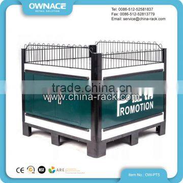 Colorful Supermarket Wire Promotional Display Island Stand