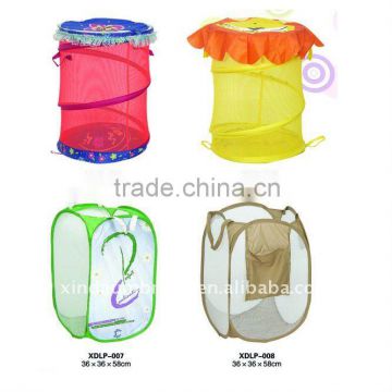 mesh material laundry basket in home