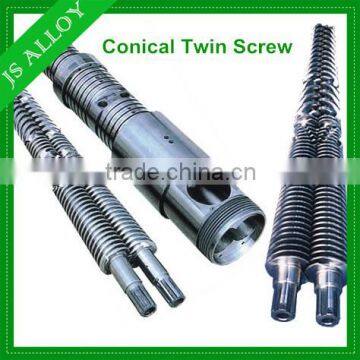 Twin conical screw and barrel for PVC plastic extrusion machine