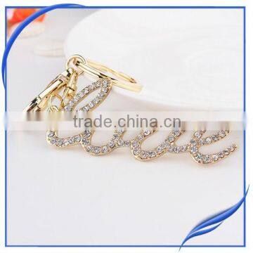 wholesale rhinestone metal alphabet key chain