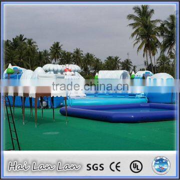 Inflatable water park combo slide and bouncy