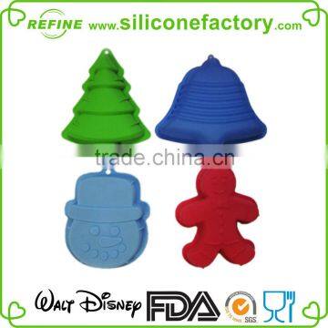 Wholesale food grade fancy Christmas silicone cake baking mould, set of 4