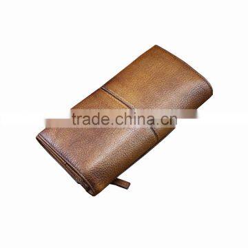 Brown leather man popular long wallet