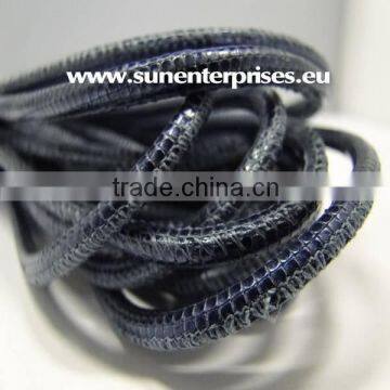 Nappa Leather Cords - snake style - Blue- 6mm