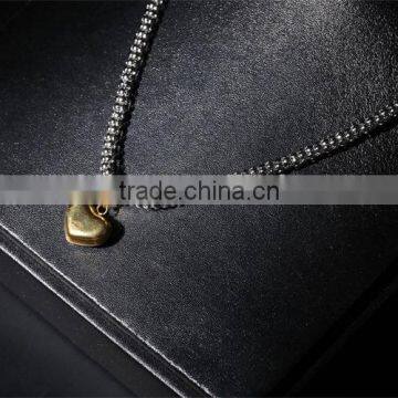 Fashion Accessories Latest Silver Stainless Steel Chain Gold Heart Pendant Necklace photo-3