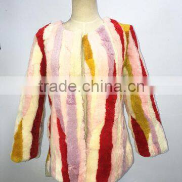 Cheap Price Korea Style Women Short Mixed Color Sheep Fur Coat photo-3