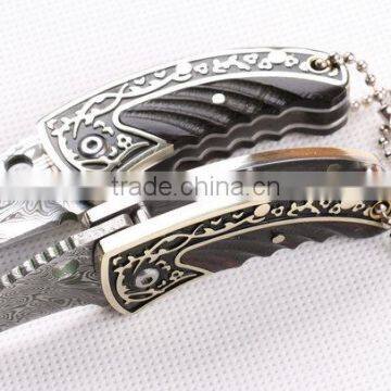 AK-1231 Carving folding damascus knife/portable tactical hunt knifes knives with pocket knifes