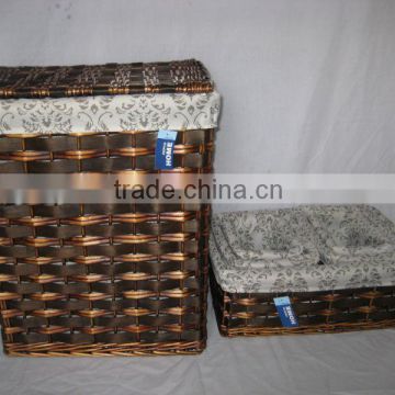 set of 6 willow andwoodchip laundry baskets