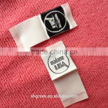 OEM soft taffeta woven label,sewn on garment label