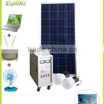 80W Solar Lighting System with Mobile Charger for Home Application TV laptop fans