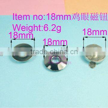 Zinc eyelets magnetic botton snap nickle 18mm