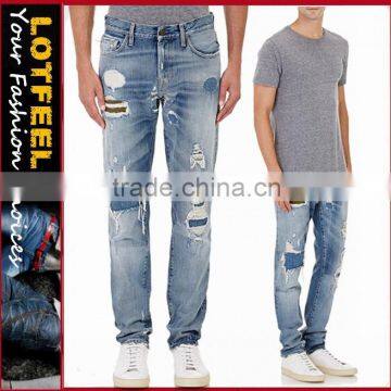 Biker Jeans Blue Denim jeans pantalon (LOTK007)