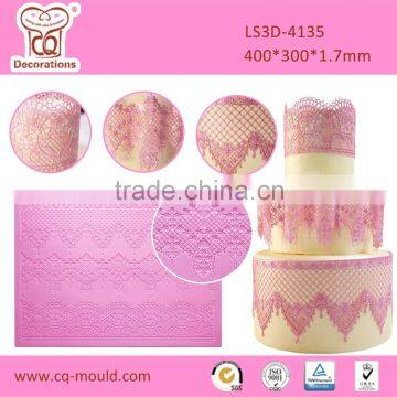 Custom Made Food grade 3D Silicone Cake Lace Mat Lace Border