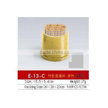 Yellow plastic bamboo toothpick jar for hotel