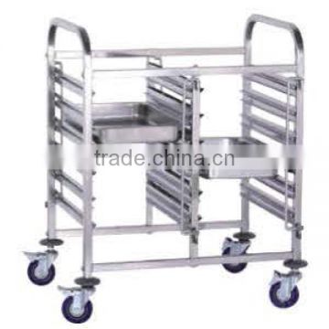 Double-line Stainless steel Square tube GN Pan Restaurant Trolley