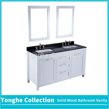 Tonghe Collection Classic White Bath Vanity Set Black Granite Top