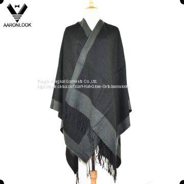 Unisex Woven Knit Big Shawl with Self-Fringes