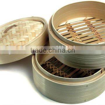 2 tier bamboo baskets & lid