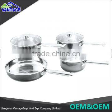 Wholesale High Quality 7pcs Mirror Polish Non-stick Stainless Steel Cookware With Glass Lid photo-4