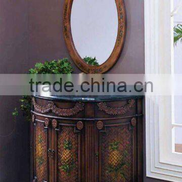 Wooden bathroom cabinet,classical bathroom vanity with marble top and mirror