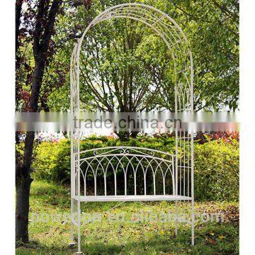 Garden Wrought Iron Pastel Green Garden Arch Outdoor Archway With Bench photo-5