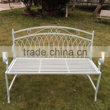 Wrought iron cream garden bench