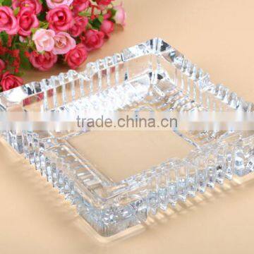 Square shaped clear glass ashtray