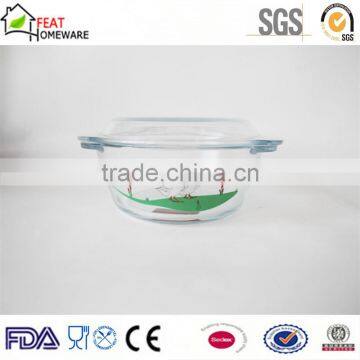 High Borosilicate Glassware Glass Salad Bowl With Lid