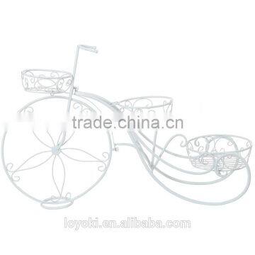 Garden Decoration Vintage Parisian Style Tricycle 3 Tier White Metal Planter Display Stand / Flower Pot Holder / Plant Rack photo-2