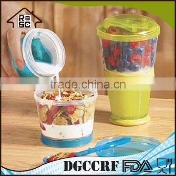 NBRSC Dispenser/Milk/Snack Cup With Food Grade Cereal To Go With Spoon For Available Colors