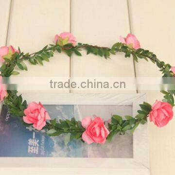 New Handmade Silk Floral Hair Wreath and Flower Head Garland photo-2