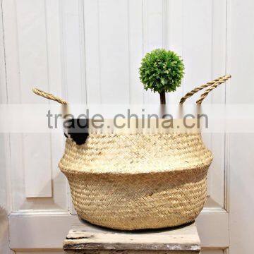 Seagrass Baskets With Colorful Pompoms/ Foldable Seagrass Storage Baskets photo-4