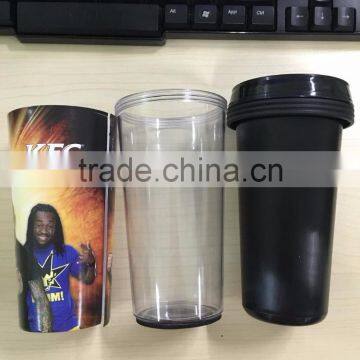 16 oz Double Wall Plastic Travel Mug With Cover Paper photo-5